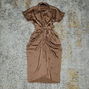 Button up tie front dress